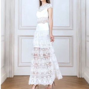 NWT Bronx + Banco Flamenco Lace Inset GownWhite